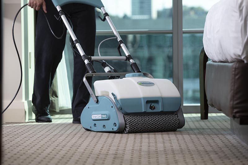 Product photography of the Smart Care Trio carpet care by Whittaker in the Fairmont Pittsburgh hotel on May 9, 2018.