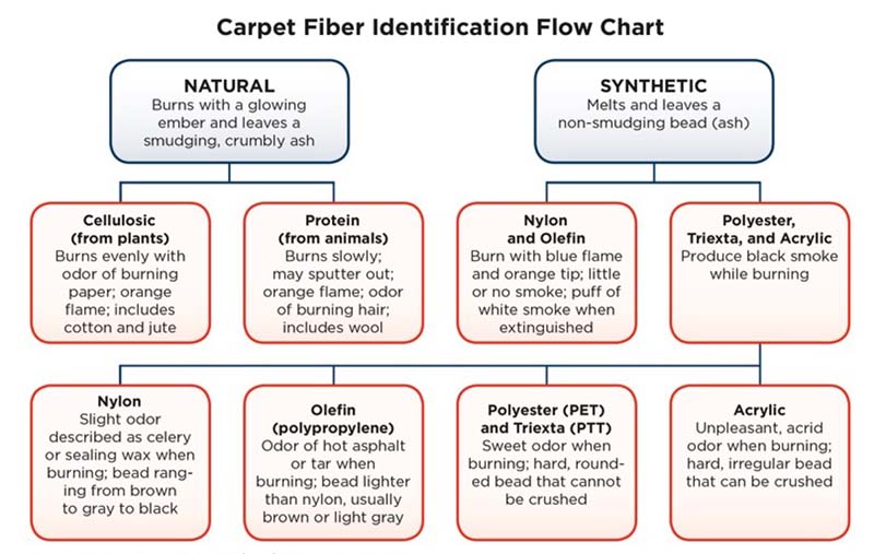 Carpet fiber identification flow chart