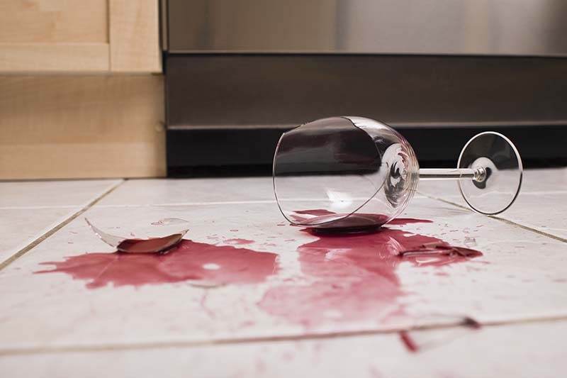 Wine glass spilled and broken