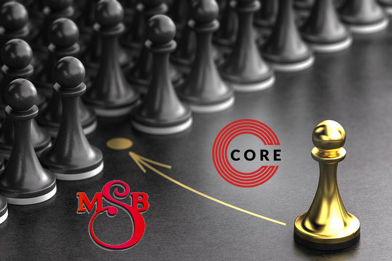 3D illustration of a conceptual team in a raw with job position to be filled by a talent. Many pawns over black background and an arrow pointing a golden circle