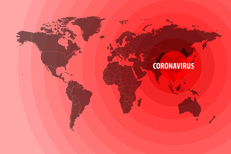 Illustration of the spread of a new coronavirus from China around the world. Vector illustration.