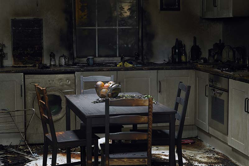 Domestic kitchen burnt in fire