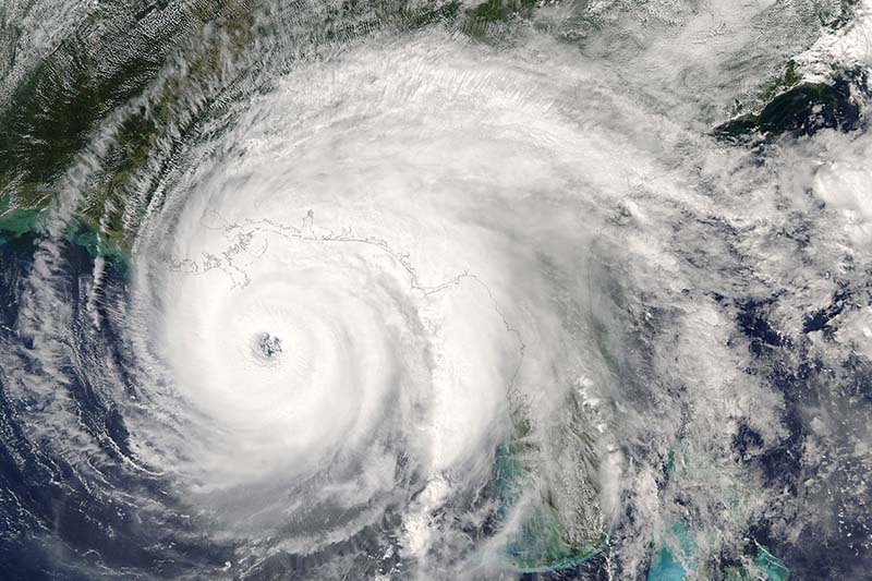 Category 5 super typhoon from outer space view. The eye of the hurricane. Some elements of this image furnished by NASA