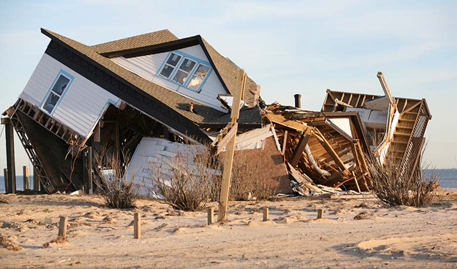 beach house on Bolivar Peninsula damaged by hurricane