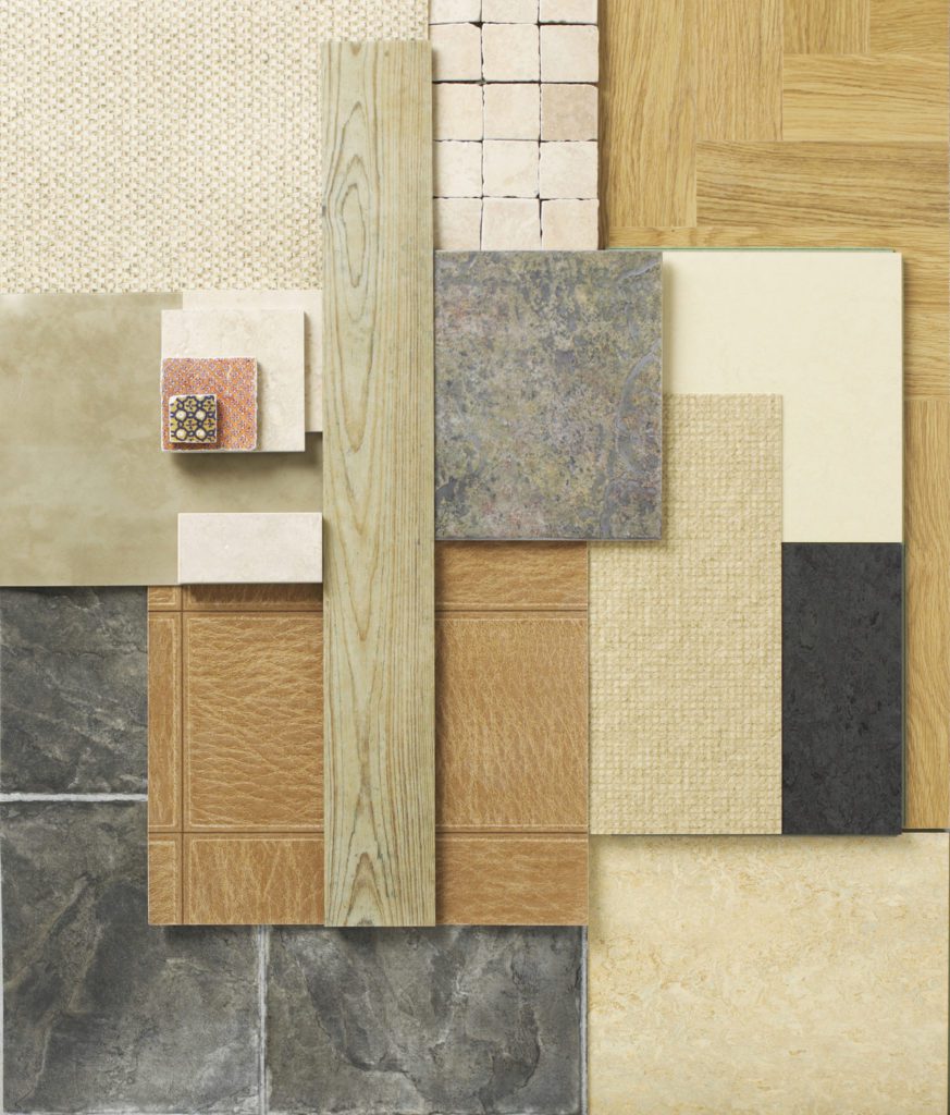 Overhead composition of various flooring samples Other Variation