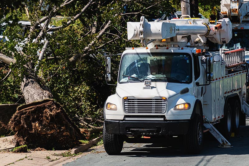 Power crews arrive in Halifax after wide spread power outages from Hurricane Dorian.