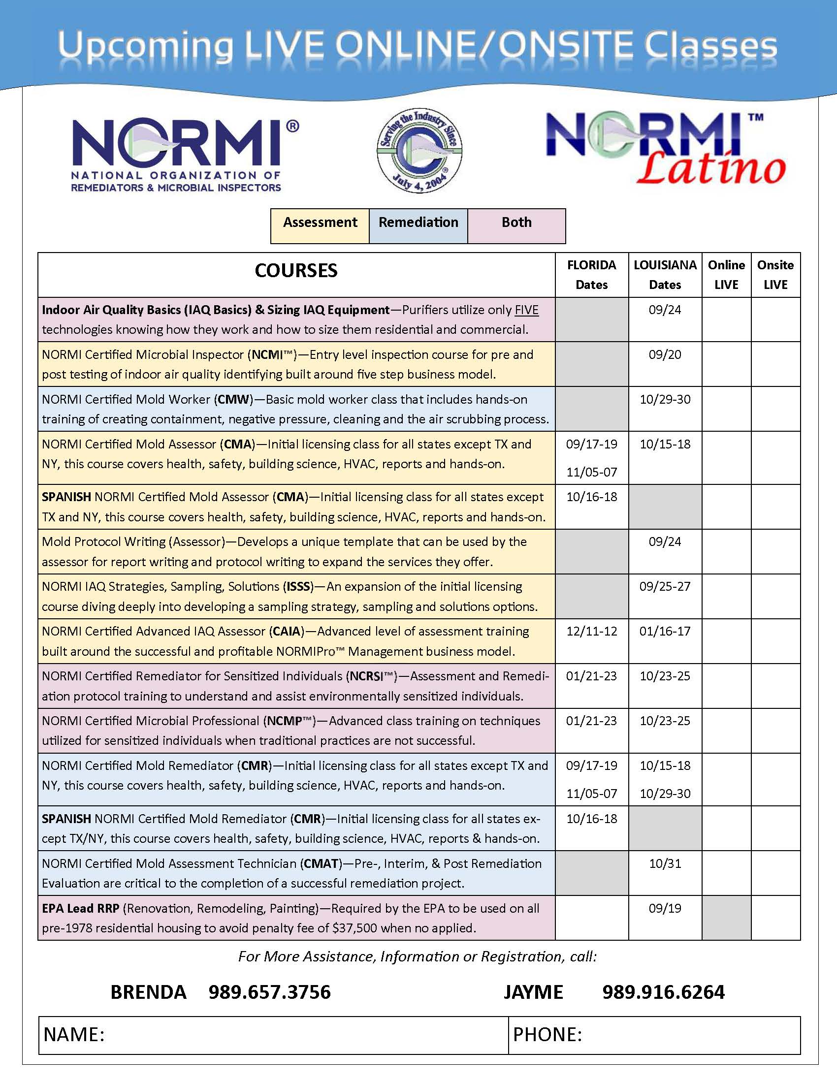 Normi Upcoming Classes