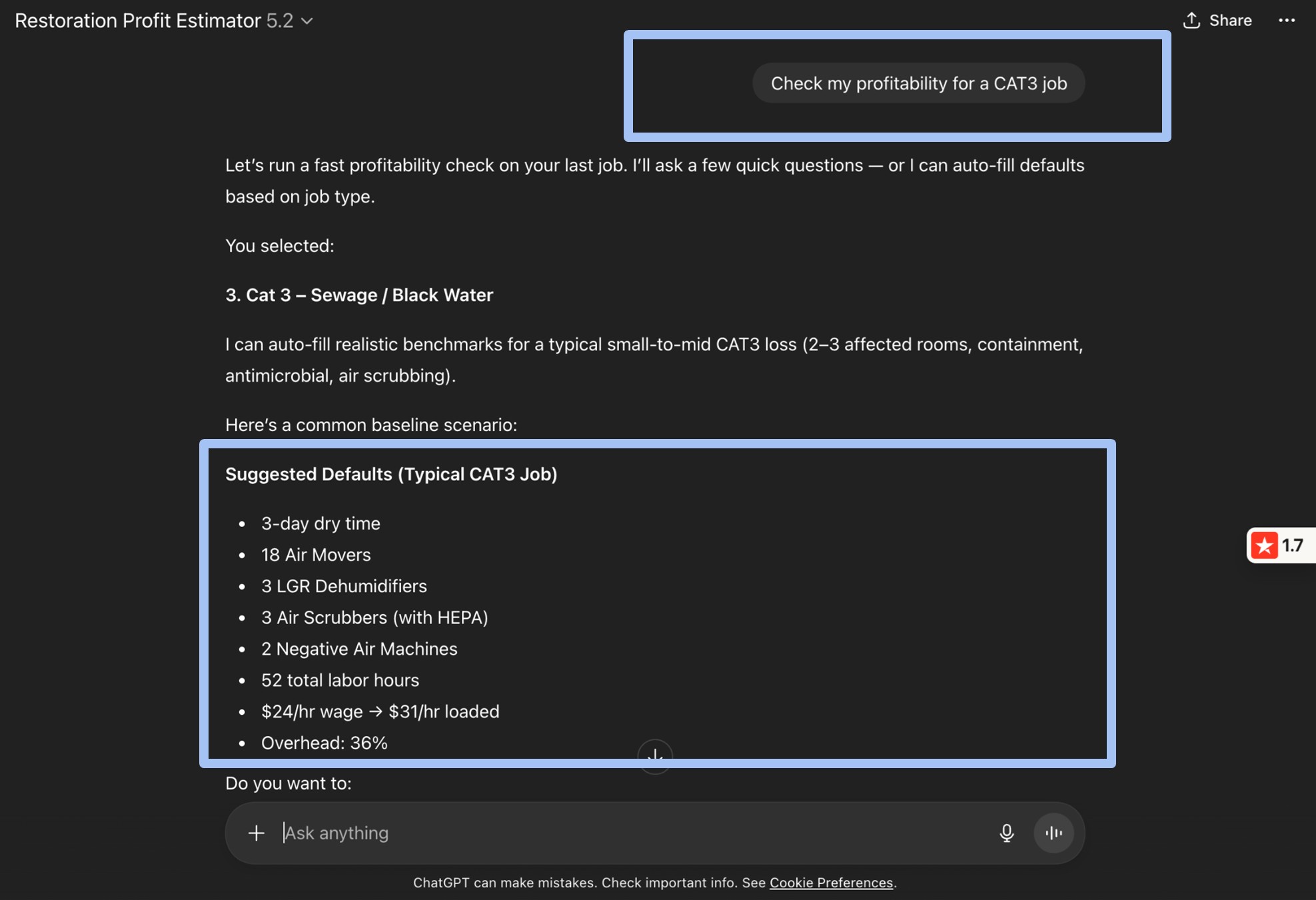 Restoration Profit Estimator