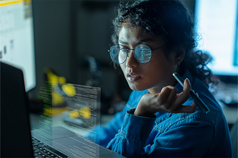 looking at a computer