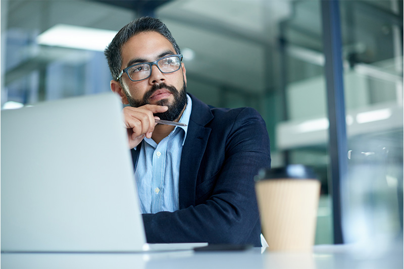 pensive office worker