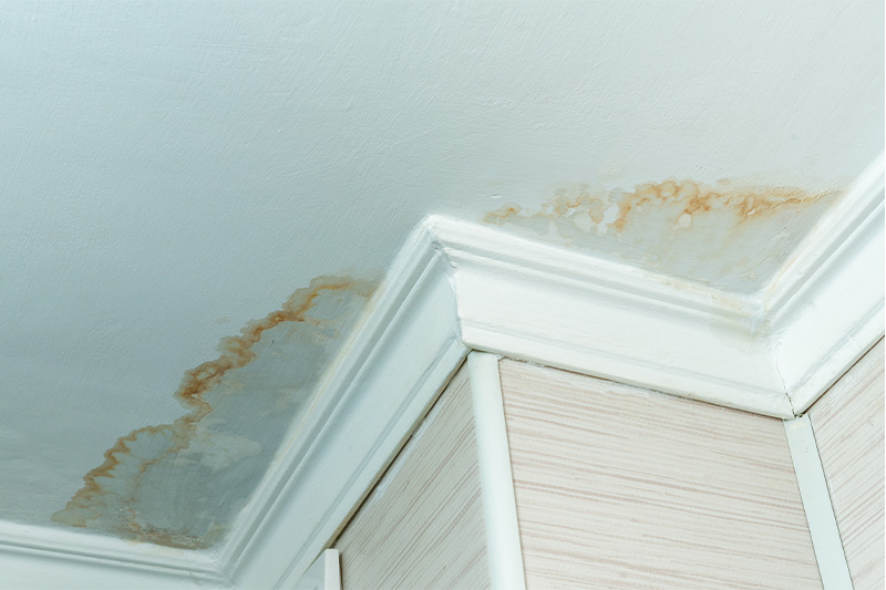 water-damaged ceiling