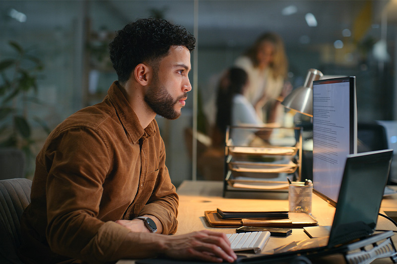 Man looking at computer