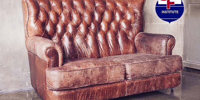 Beautiful living room with vintage style  leather sofa