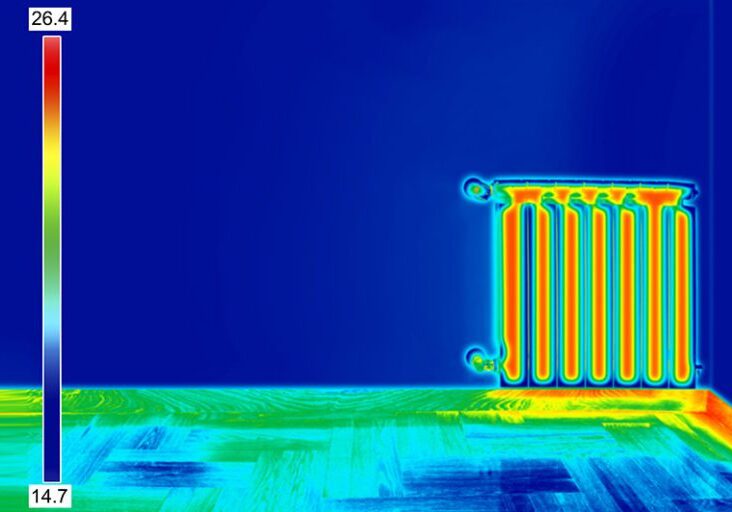 Infrared Thermal Image of Radiator Heater in room