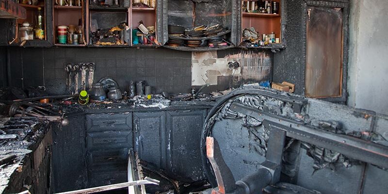 Burnt house after the fire.