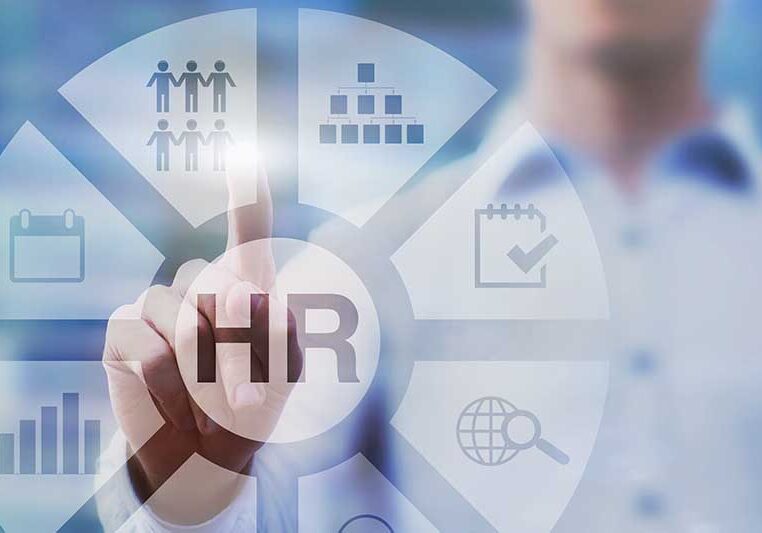 HR, human resources concept diagram on touch screen