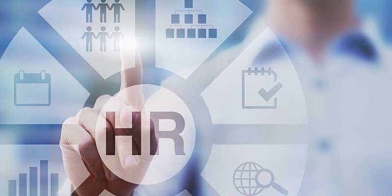 HR, human resources concept diagram on touch screen