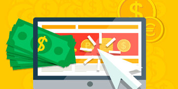 Flat vector illustration concept of pay per click internet advertising model when the ad is clicked