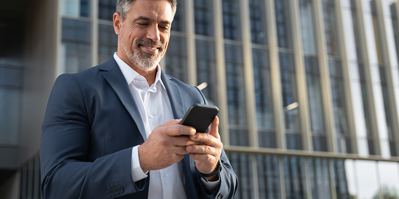 man texting