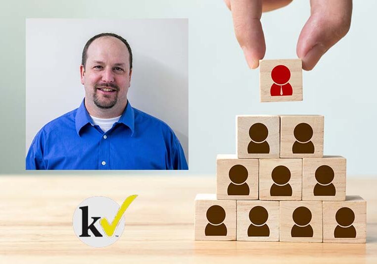 Human resource management and recruitment business concept, Hand putting wood cube block on top pyramid, Copy space