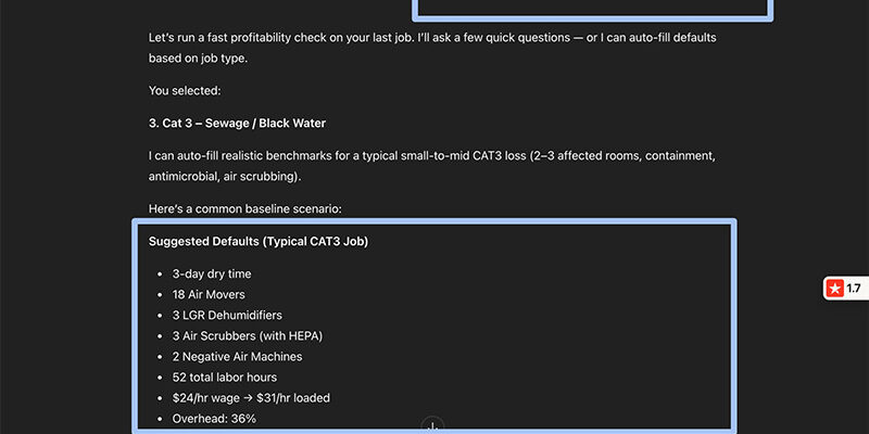 Restoration Profit Estimator 800