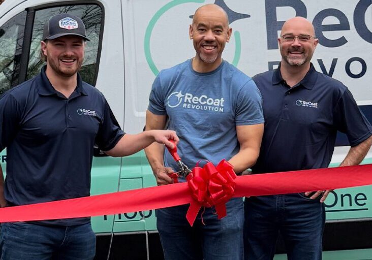 Will_s_launch_Nick_and_Steve_ReCoat_Revolution_800 St. Louis Team joins North Atlanta franchisee for his grand opening: from left to right, Nick Lauer, Will Walton, and Steve Lauer.