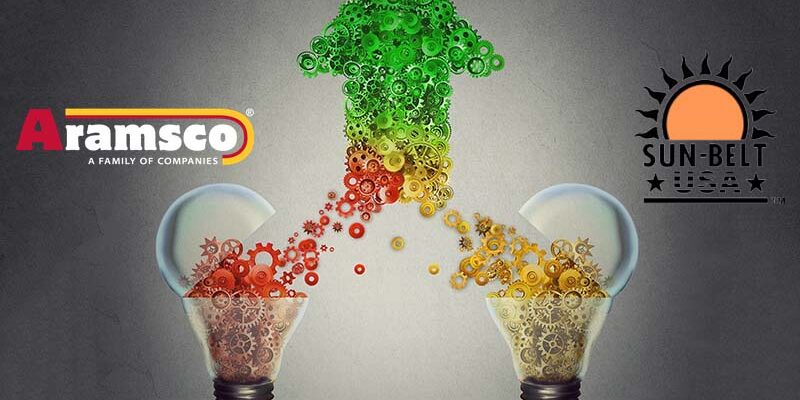 aramsco-sun-belt-usa-acquisition-image-with-lightbulbs-shooting-cogs-into-arrow-shape