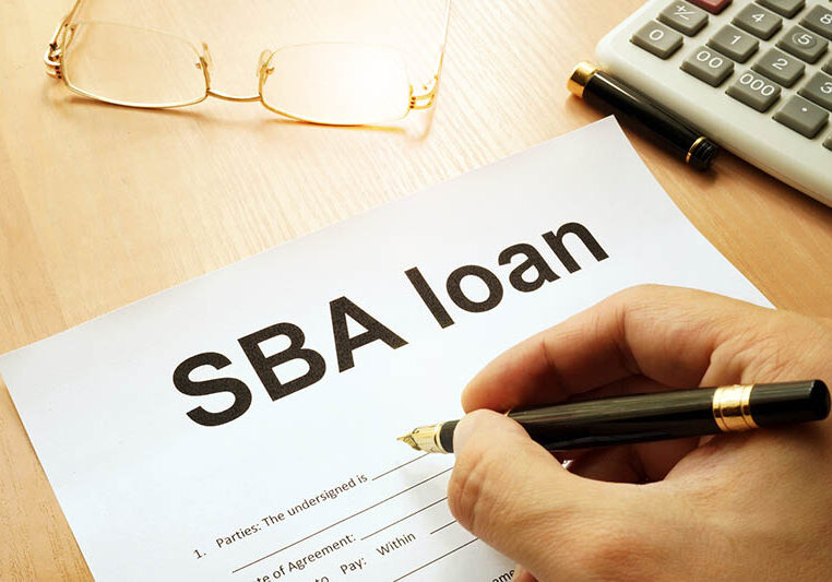 SBA loan form on a table.