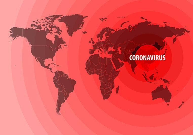 Illustration of the spread of a new coronavirus from China around the world. Vector illustration.