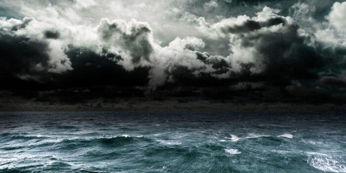 Dangerous storm over ocean.