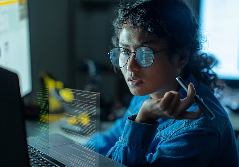 looking at a computer