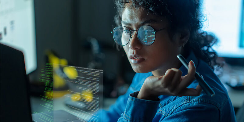 looking at a computer