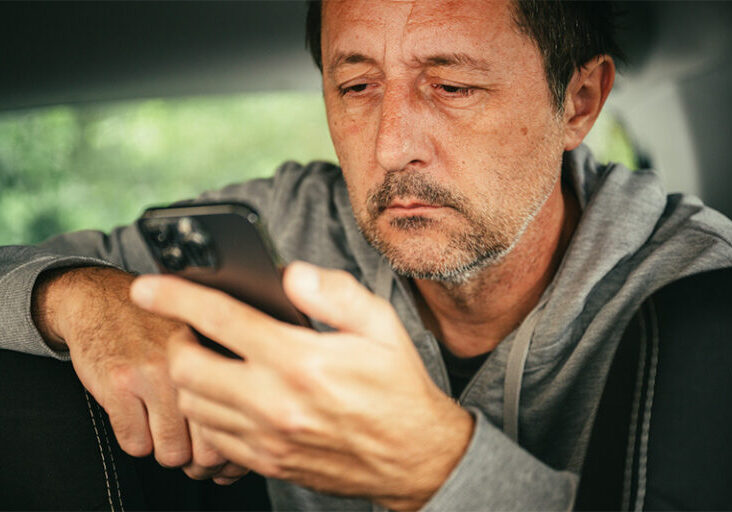 looking at phone