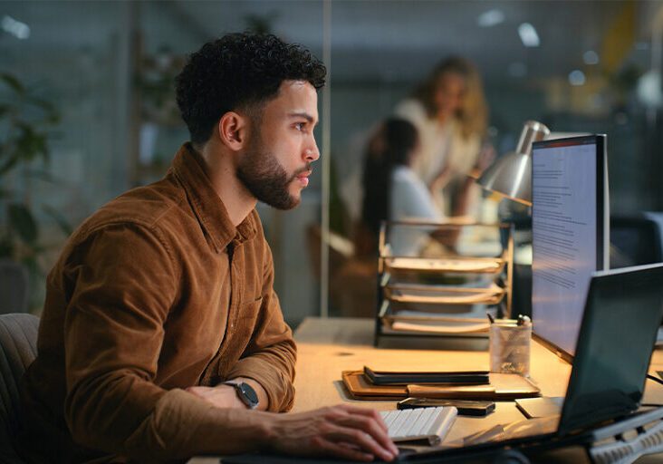 Man looking at computer