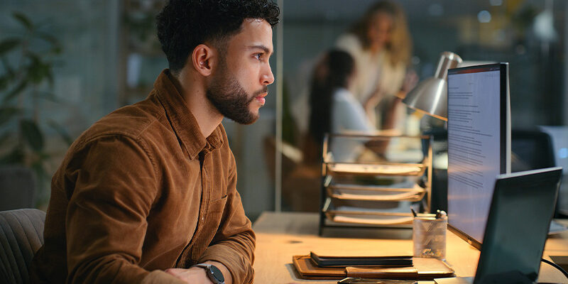 Man looking at computer