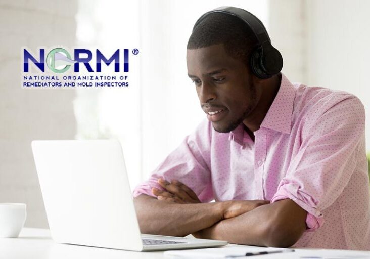 African american man wearing headphones using laptop looking at computer screen, smiling young black businessman learning studying online, watching video or making call with pc internet application