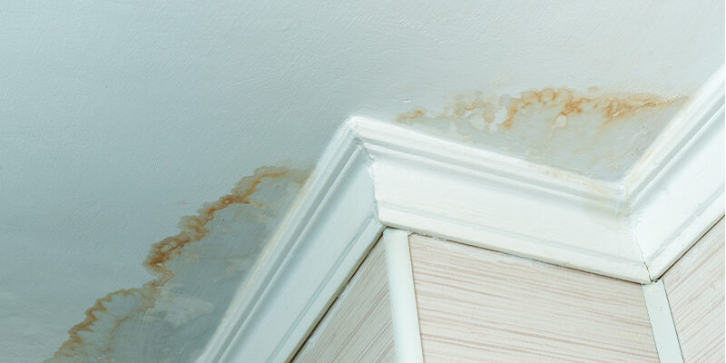 water-damaged ceiling