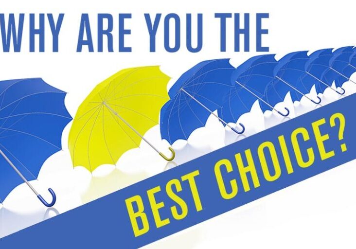 A 3D illustration of a row of blue umbrella, with one yellow umbrella. Ideal for use in uniqueness, competition, leadership and success concepts.